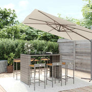 vidaXL 7-delige Tuinbarset poly rattan en massief acaciahout grijs