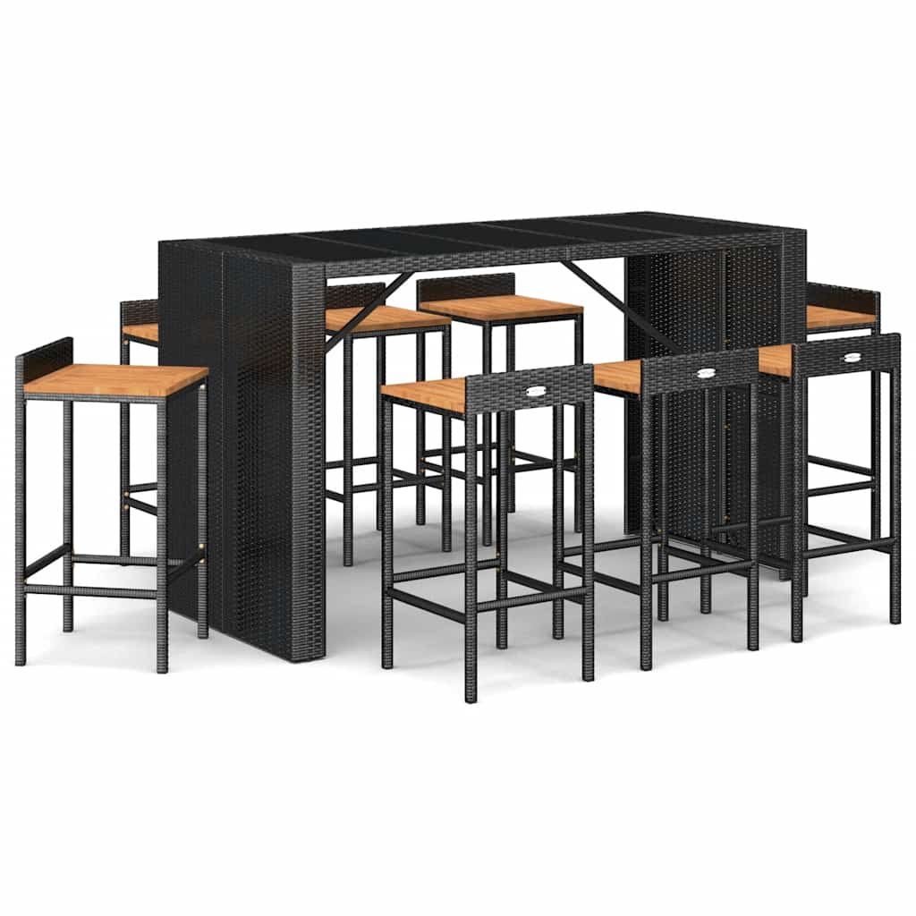 vidaXL 7-delige Tuinbarset poly rattan en massief acaciahout grijs