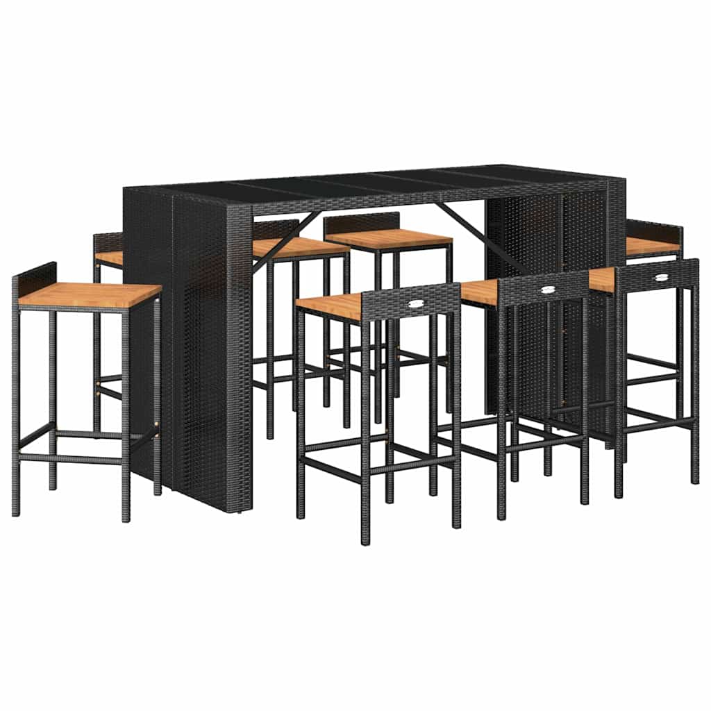 vidaXL 7-delige Tuinbarset poly rattan en massief acaciahout grijs