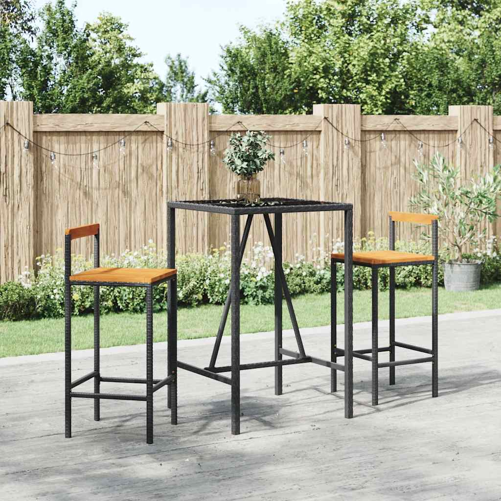vidaXL 5-delige Tuinbarset poly rattan en massief acaciahout grijs