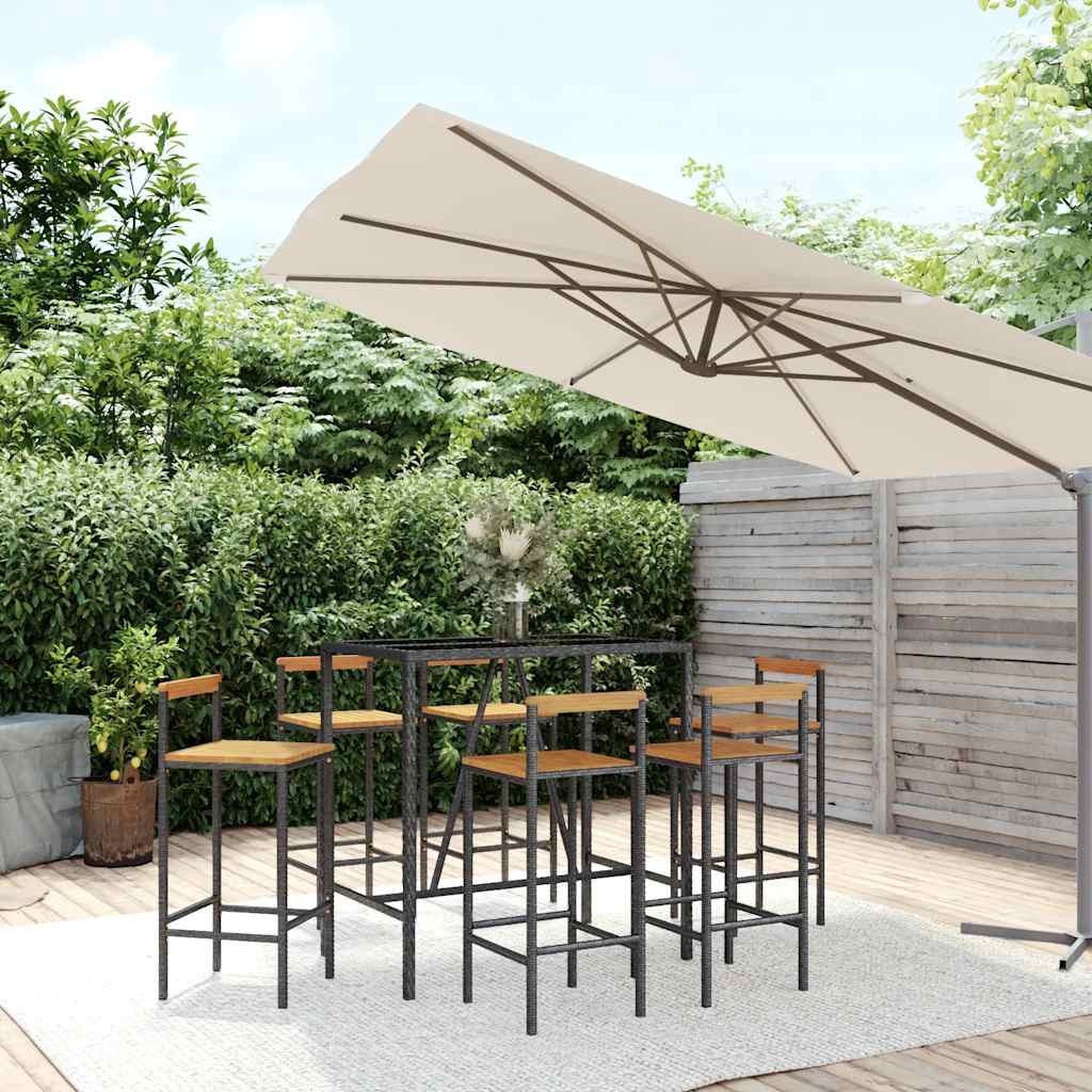 vidaXL 5-delige Tuinbarset poly rattan en massief acaciahout grijs
