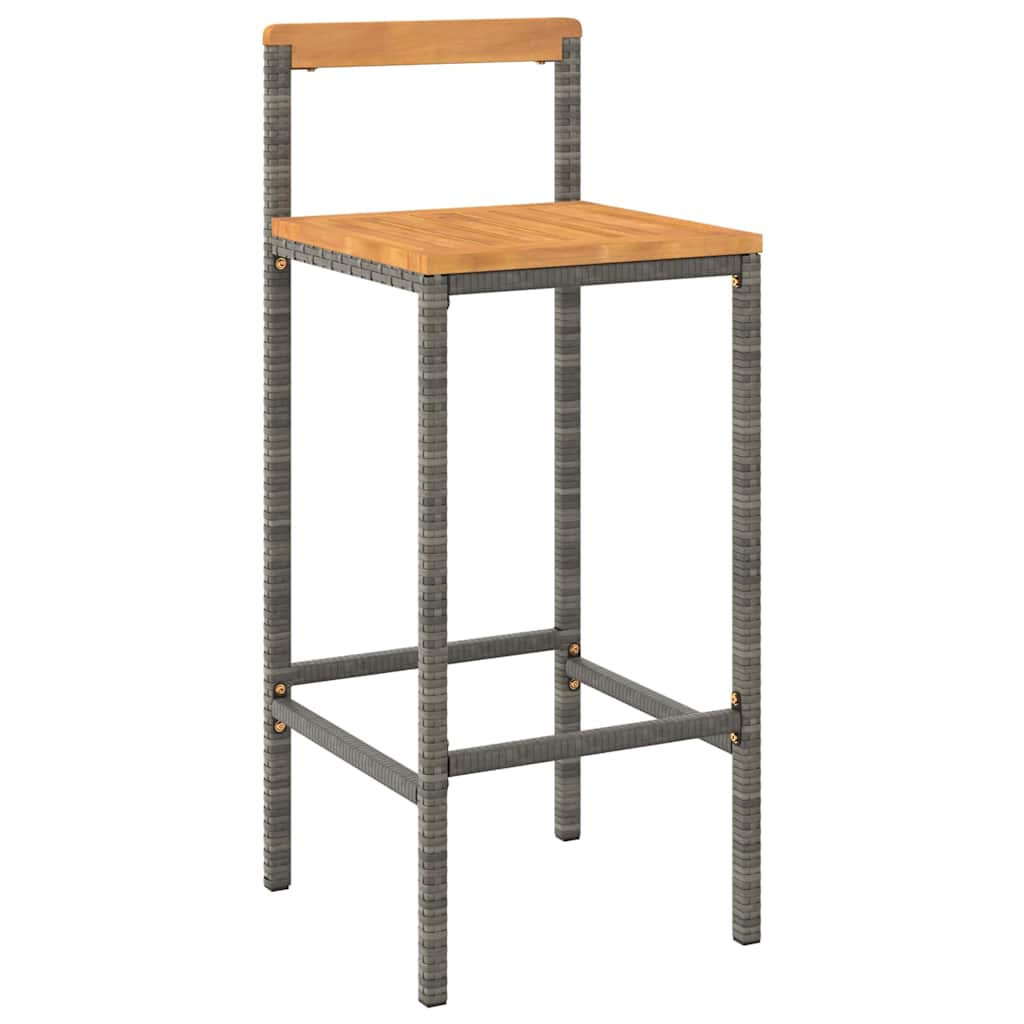 vidaXL 5-delige Tuinbarset poly rattan en massief acaciahout grijs