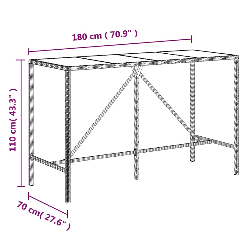 vidaXL 5-delige Tuinbarset poly rattan en massief acaciahout grijs