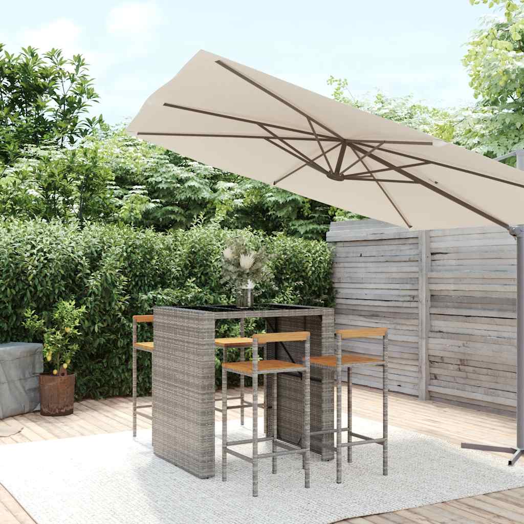 vidaXL 5-delige Tuinbarset poly rattan en massief acaciahout zwart
