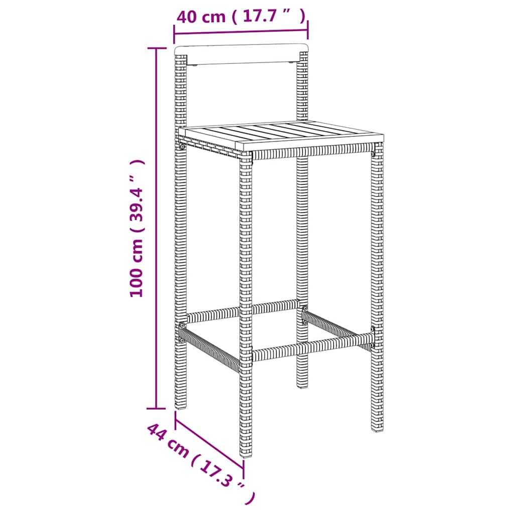 vidaXL 5-delige Tuinbarset poly rattan en massief acaciahout zwart