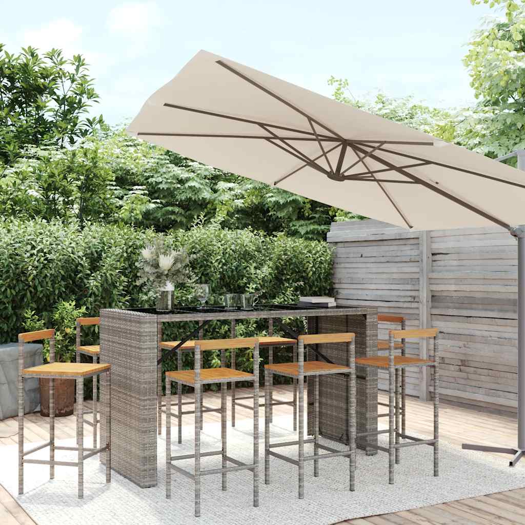 vidaXL 5-delige Tuinbarset poly rattan en massief acaciahout zwart