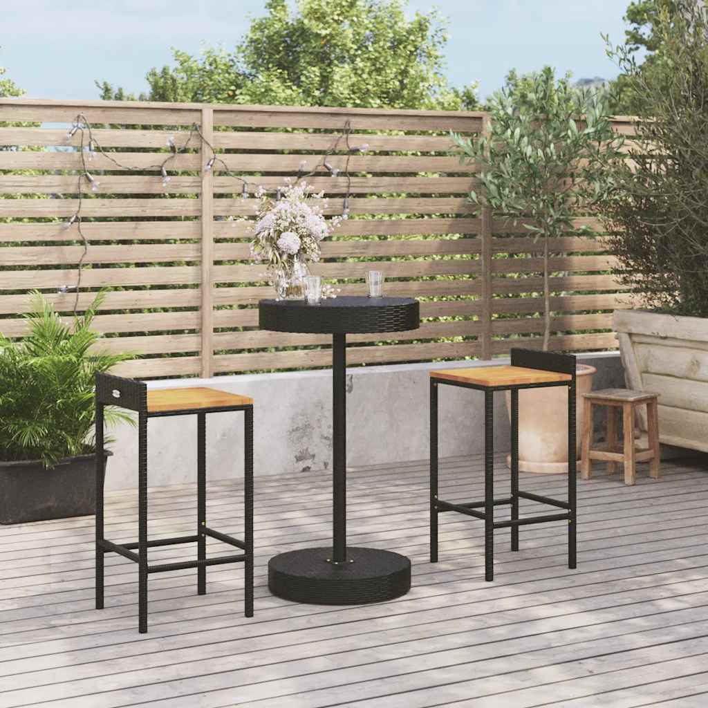 vidaXL 5-delige Tuinbarset poly rattan en massief acaciahout zwart