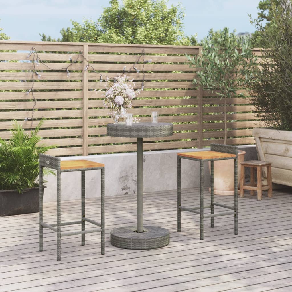 vidaXL 5-delige Tuinbarset poly rattan en massief acaciahout zwart