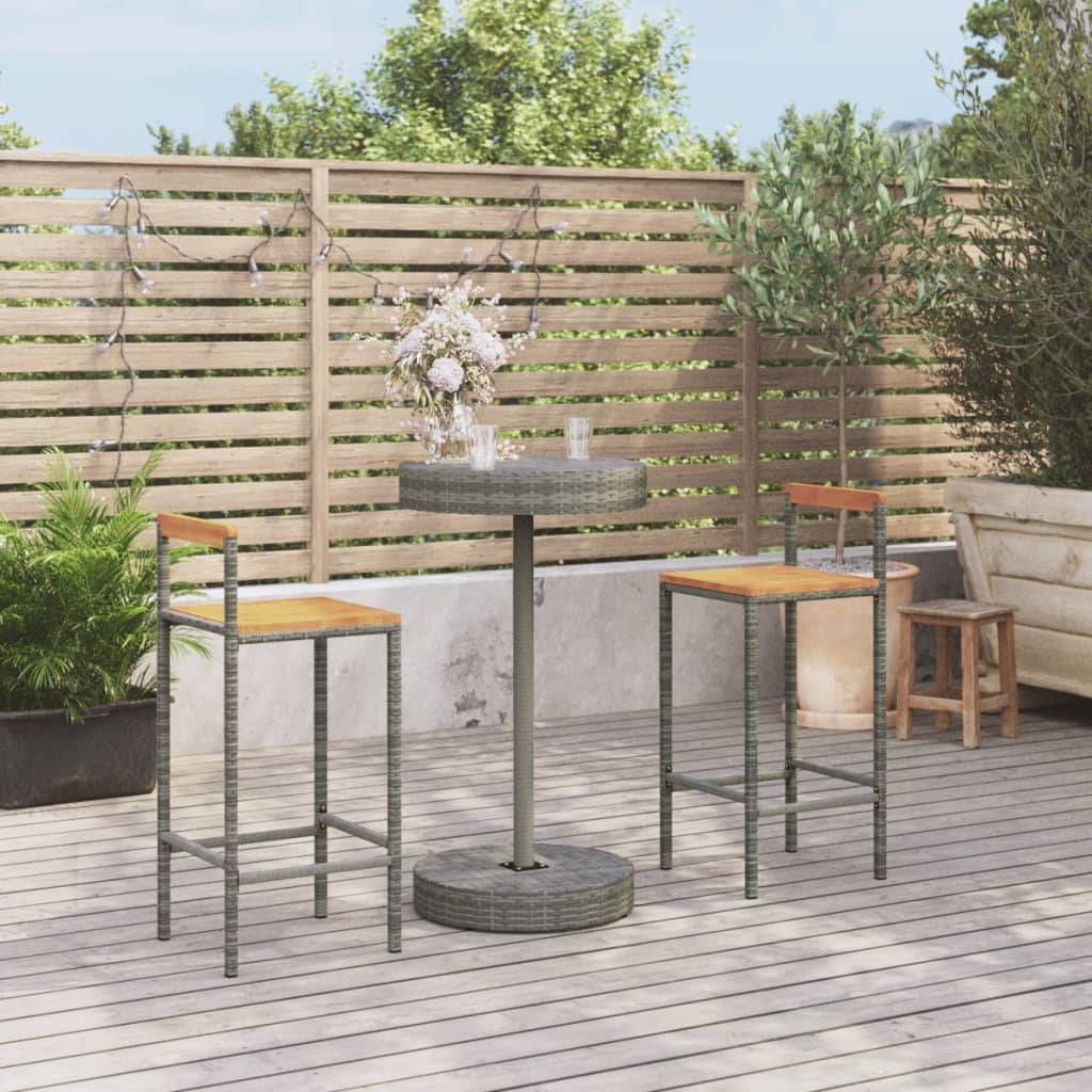 vidaXL 5-delige Tuinbarset poly rattan en massief acaciahout grijs