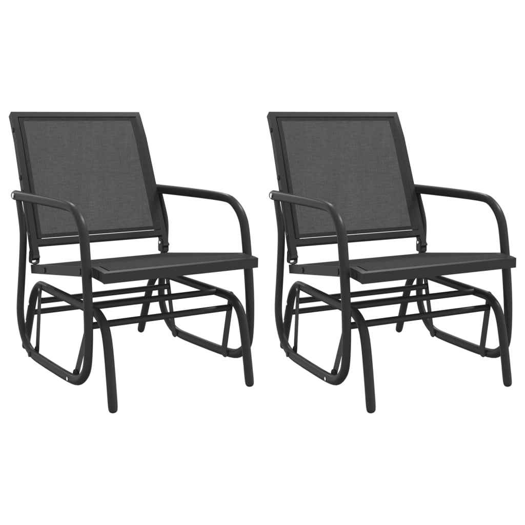 vidaXL 3-delige Loungeset schommel aluminium textileen zwart