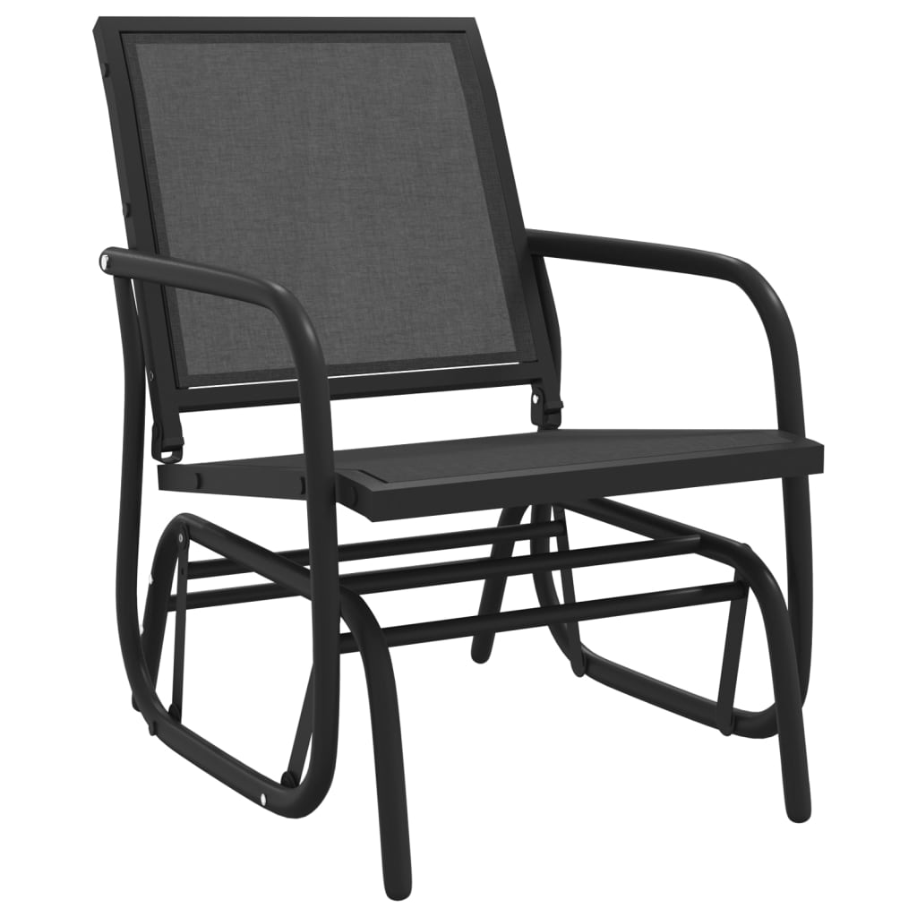 vidaXL 3-delige Loungeset schommel aluminium textileen zwart