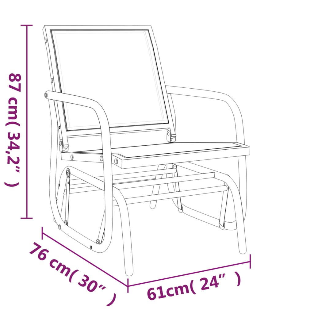vidaXL 3-delige Loungeset schommel aluminium textileen zwart