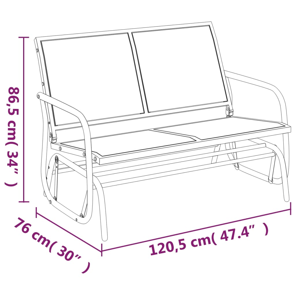 vidaXL 3-delige Loungeset schommel aluminium textileen zwart