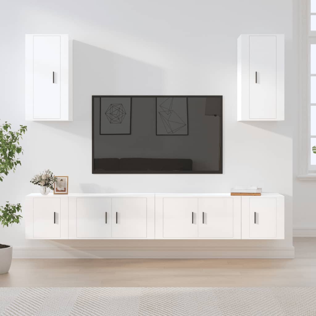 vidaXL 6-delige Tv-meubelset bewerkt hout wit