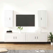 vidaXL 4-delige Tv-meubelset bewerkt hout hoogglans wit