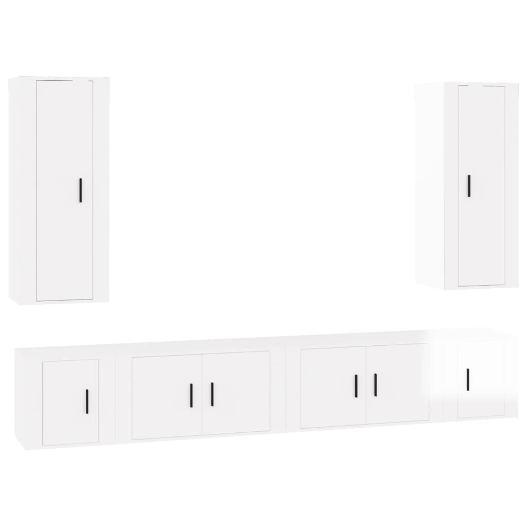 vidaXL 6-delige Tv-meubelset bewerkt hout wit