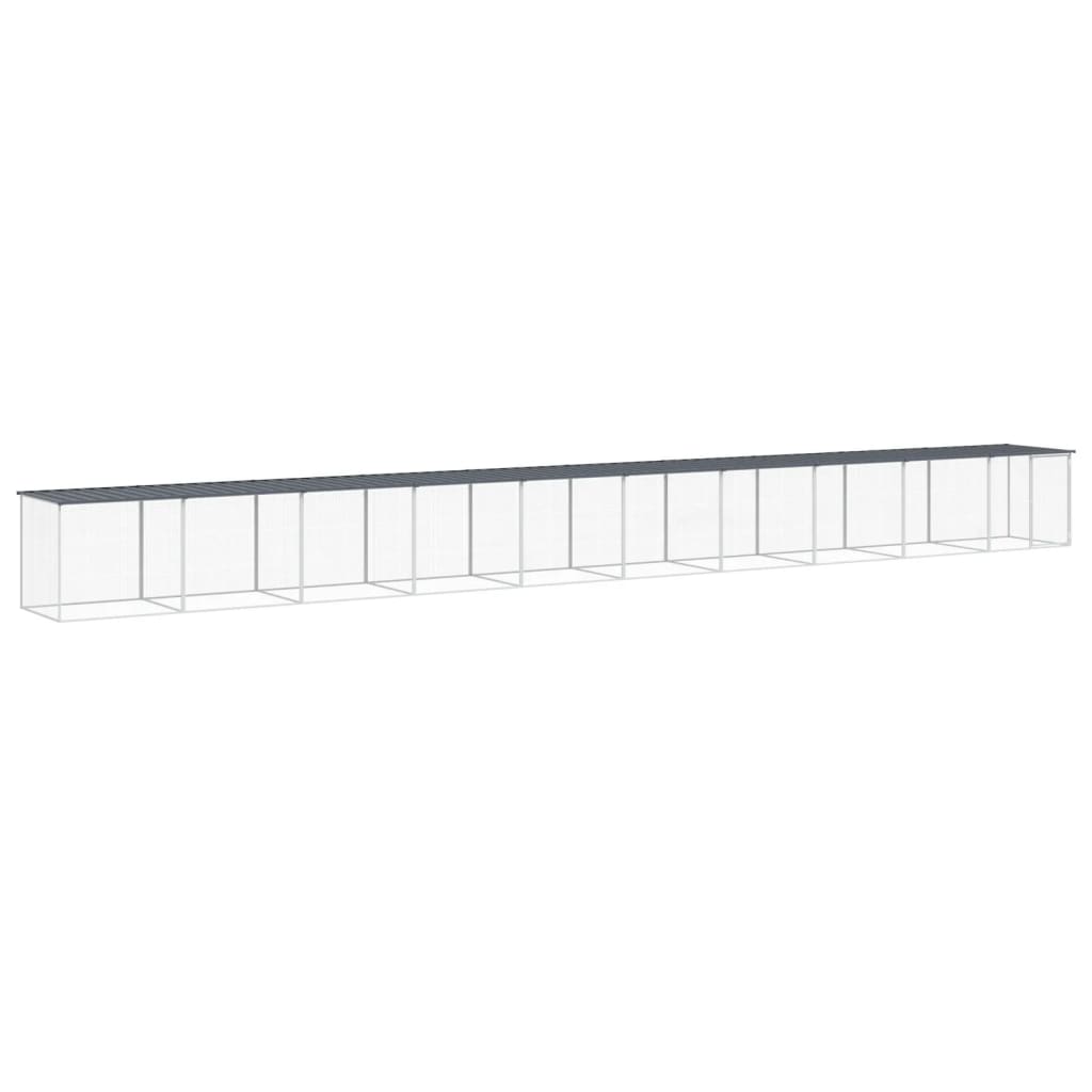 vidaXL Kippenhok met dak 803x98x90 cm gegalvaniseerd staal lichtgrijs - Aashly