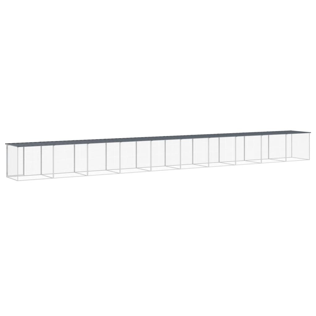 vidaXL Kippenhok met dak 803x98x90 cm gegalvaniseerd staal lichtgrijs - Aashly
