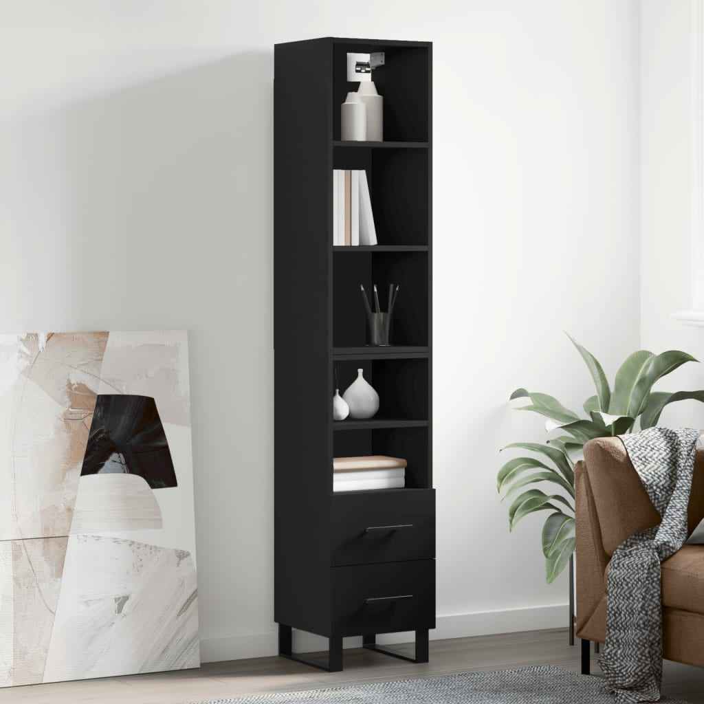 vidaXL Hoge kast 34,5x32,5x180 cm bewerkt hout zwart