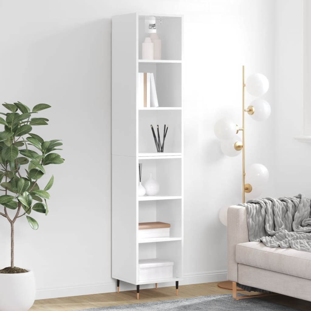 vidaXL Hoge kast 34,5x34x180 cm bewerkt hout zwart - Aashly