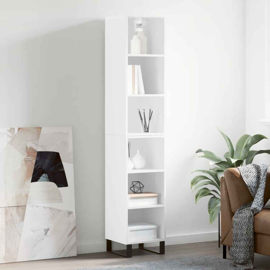 vidaXL Hoge kast 34,5x32,5x180 cm bewerkt hout zwart