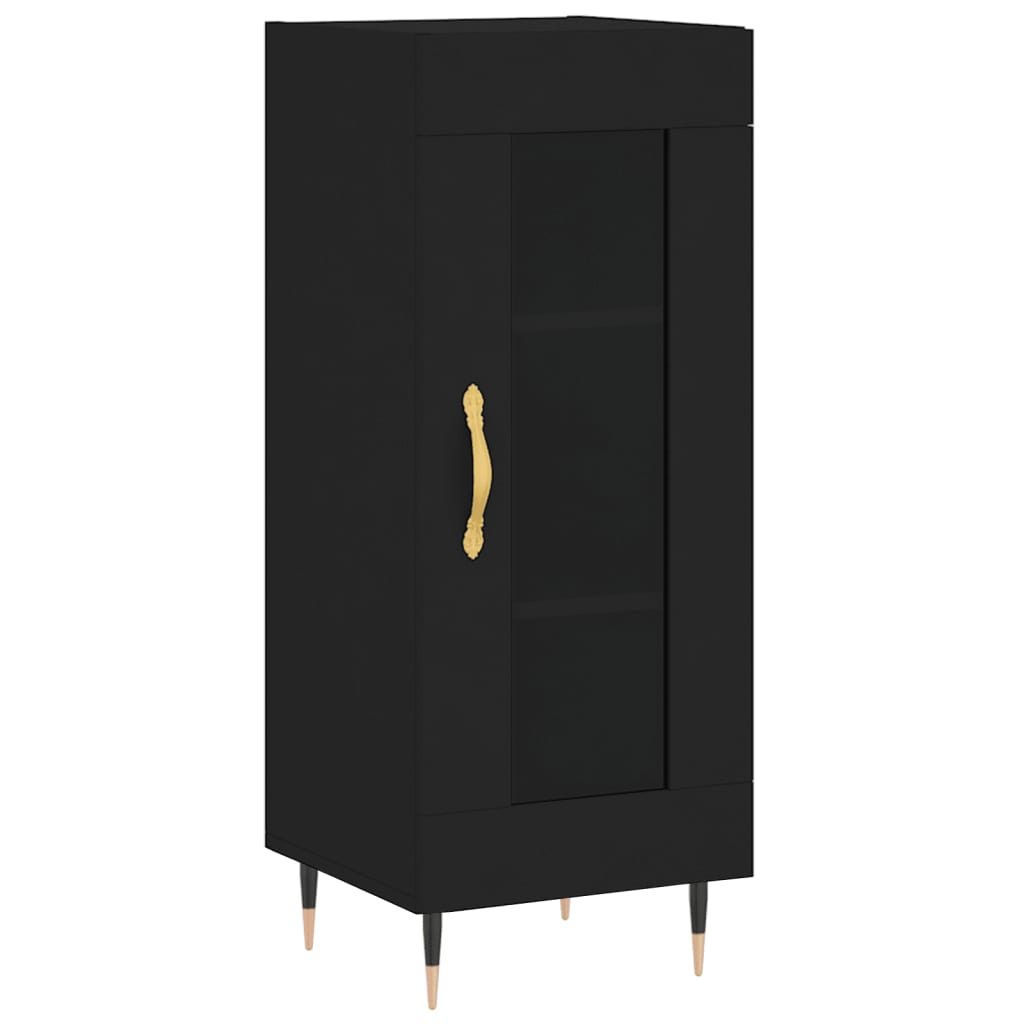 vidaXL Hoge kast 34,5x34x180 cm bewerkt hout zwart - Aashly