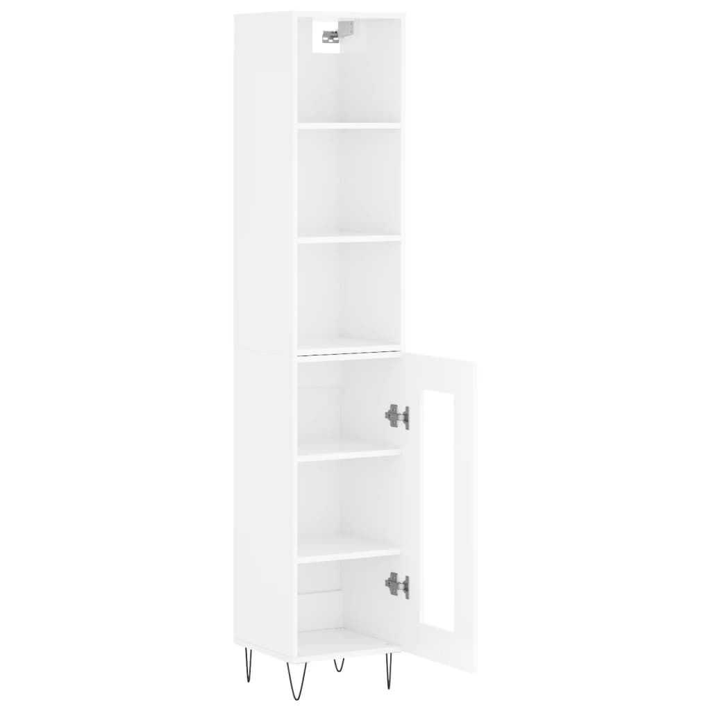 vidaXL Hoge kast 34,5x34x180 cm bewerkt hout hoogglans wit