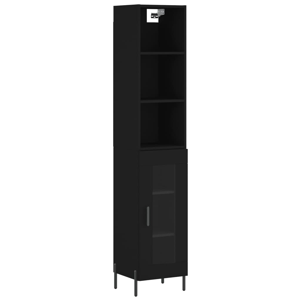 vidaXL Hoge kast 34,5x34x180 cm bewerkt hout hoogglans wit