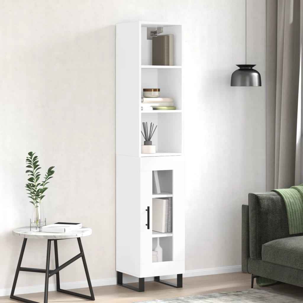 vidaXL Hoge kast 34,5x32,5x180 cm bewerkt hout zwart