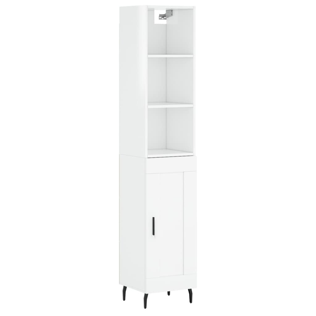 vidaXL Hoge kast 34,5x34x180 cm bewerkt hout hoogglans wit