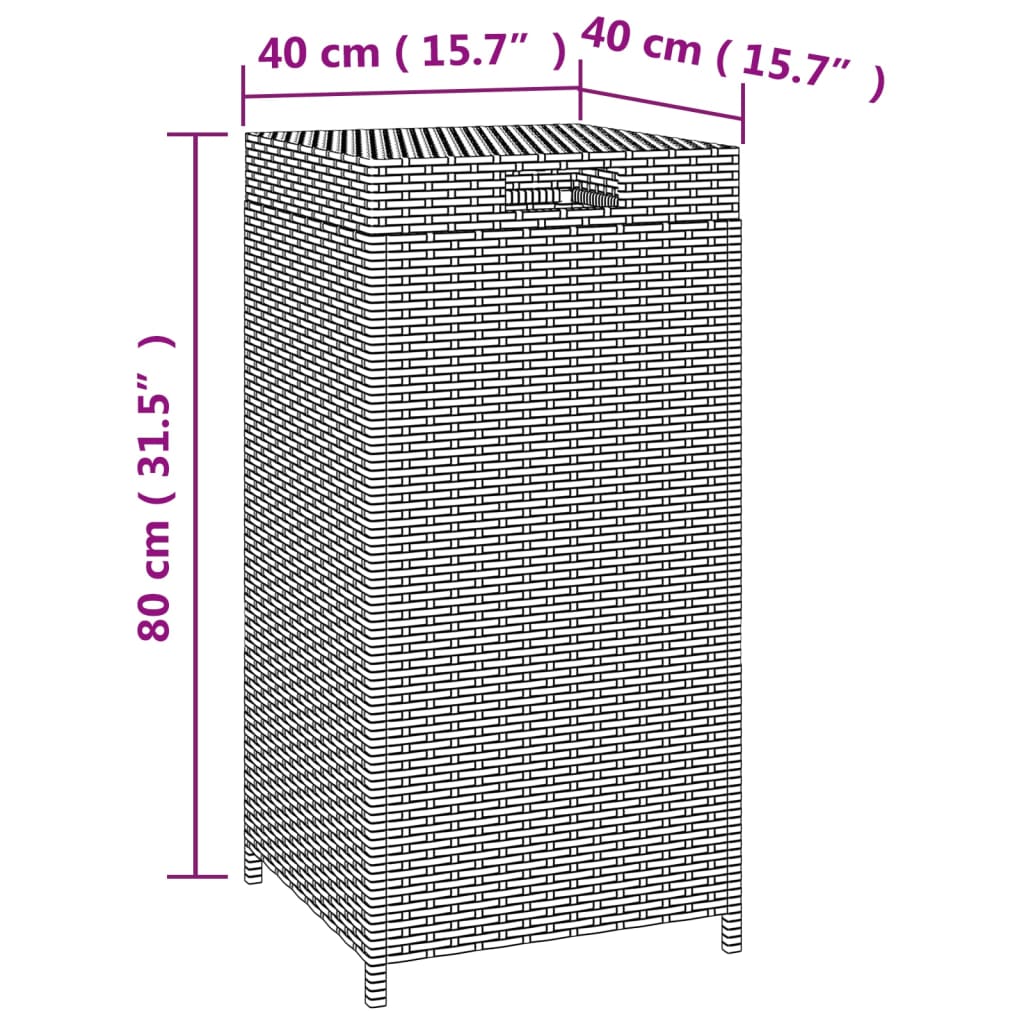 vidaXL Afvalbak 40x40x80 cm poly rattan zwart