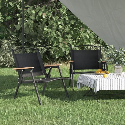 vidaXL Campingstoelen 2 st 54x55x78 cm oxford stof zwart - Aashly