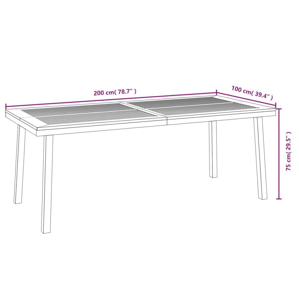 vidaXL Tuintafel 150x90x75 cm massief acaciahout