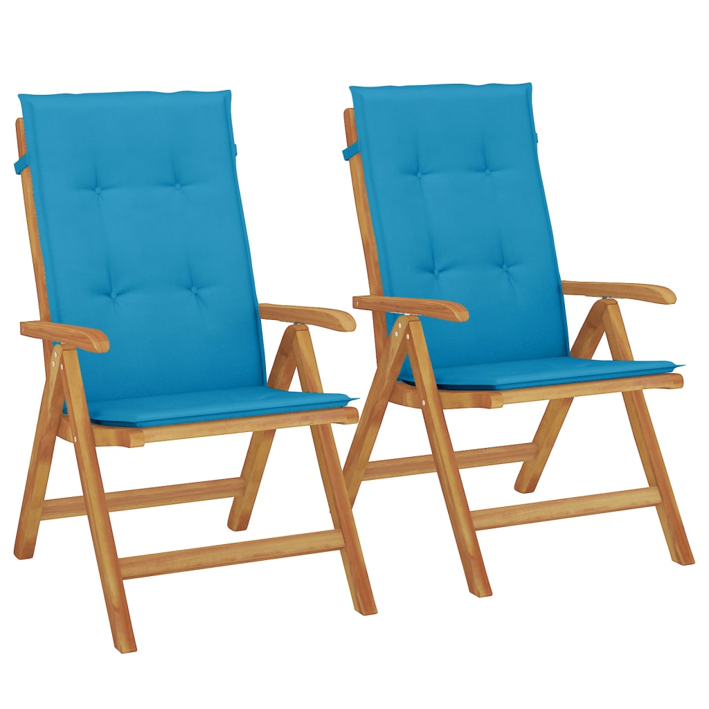 vidaXL Tuinstoelen 4 st verstelbaar met kussens massief teakhout