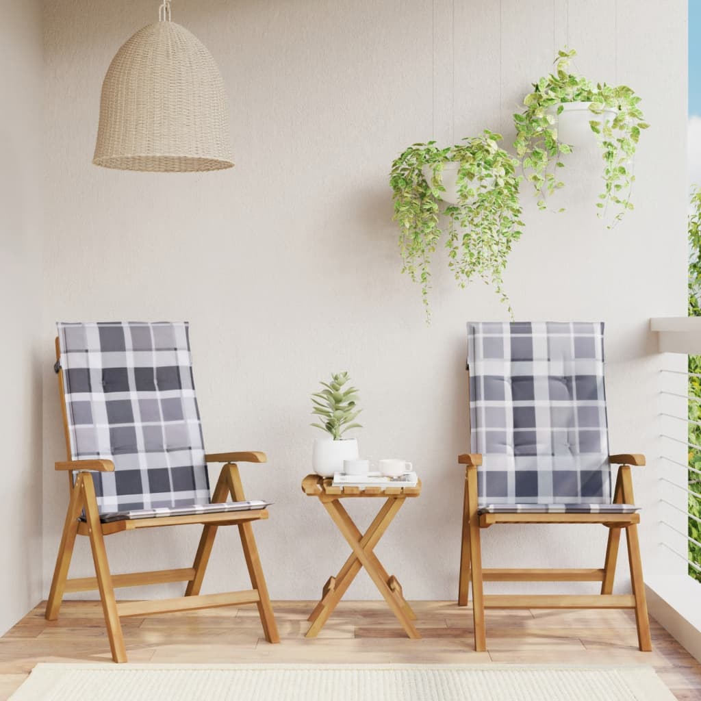 vidaXL Tuinstoelen 4 st verstelbaar met kussens massief teakhout