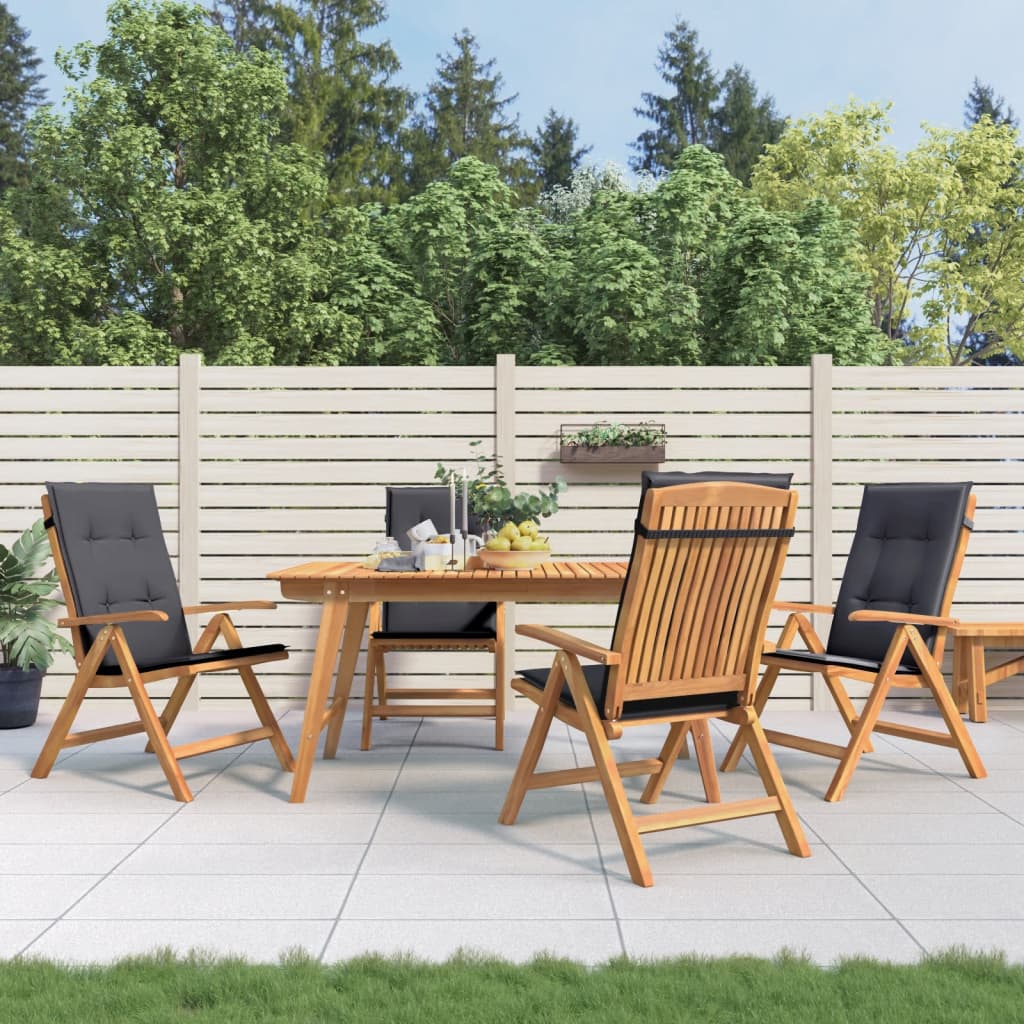 vidaXL Tuinstoelen 4 st verstelbaar met kussens massief teakhout