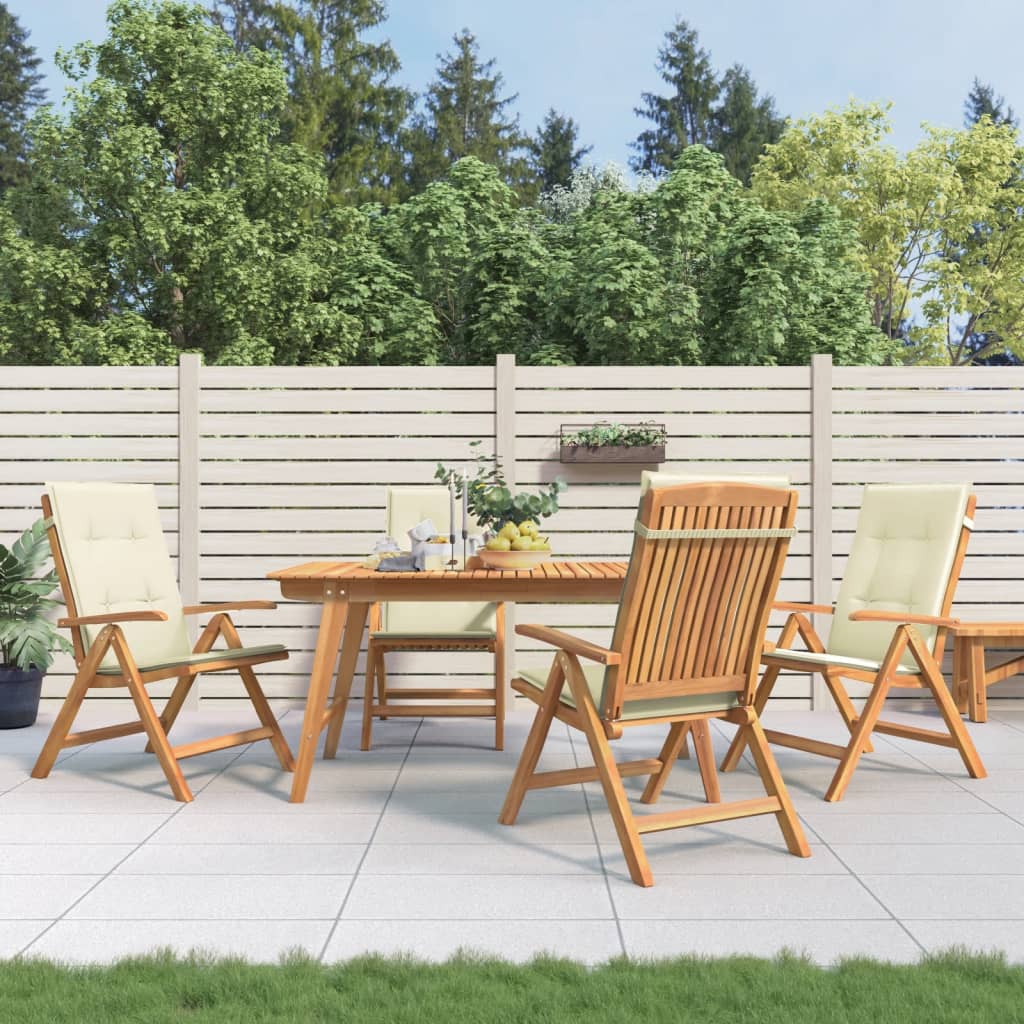 vidaXL Tuinstoelen 4 st verstelbaar met kussens massief teakhout