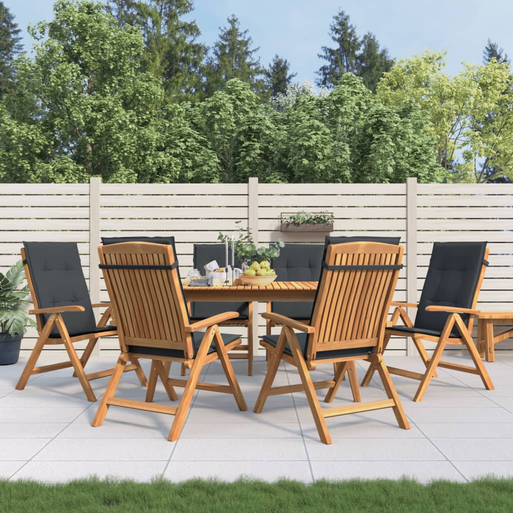 vidaXL Tuinstoelen 4 st verstelbaar met kussens massief teakhout