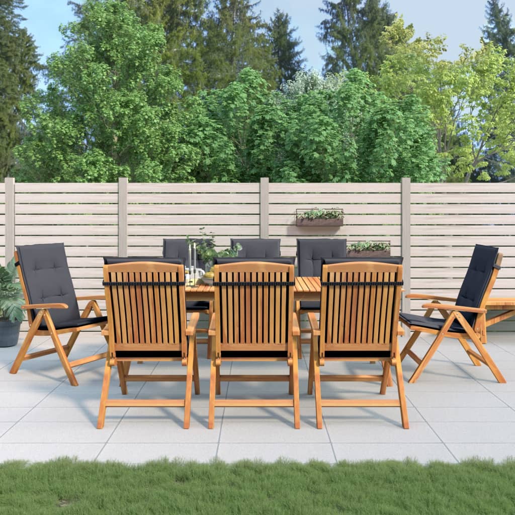 vidaXL Tuinstoelen 4 st verstelbaar met kussens massief teakhout