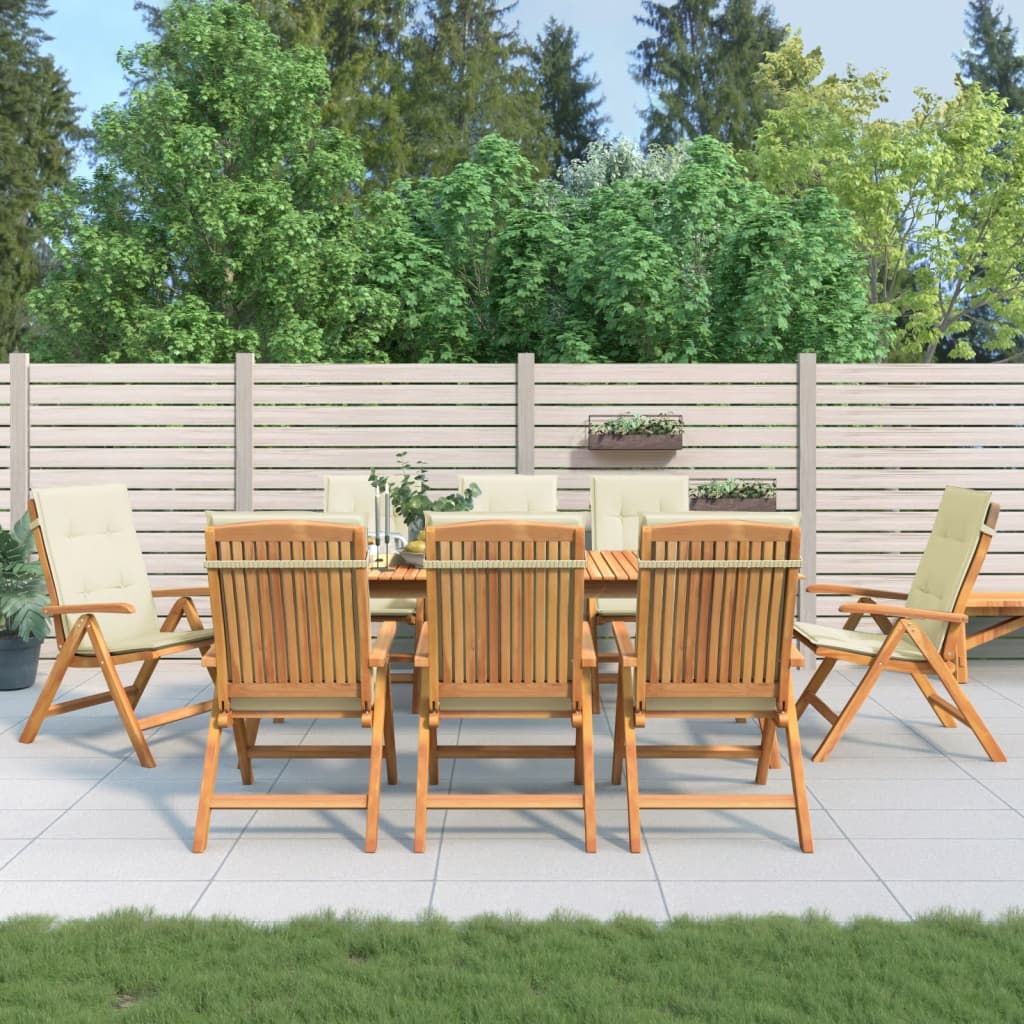 vidaXL Tuinstoelen 4 st verstelbaar met kussens massief teakhout