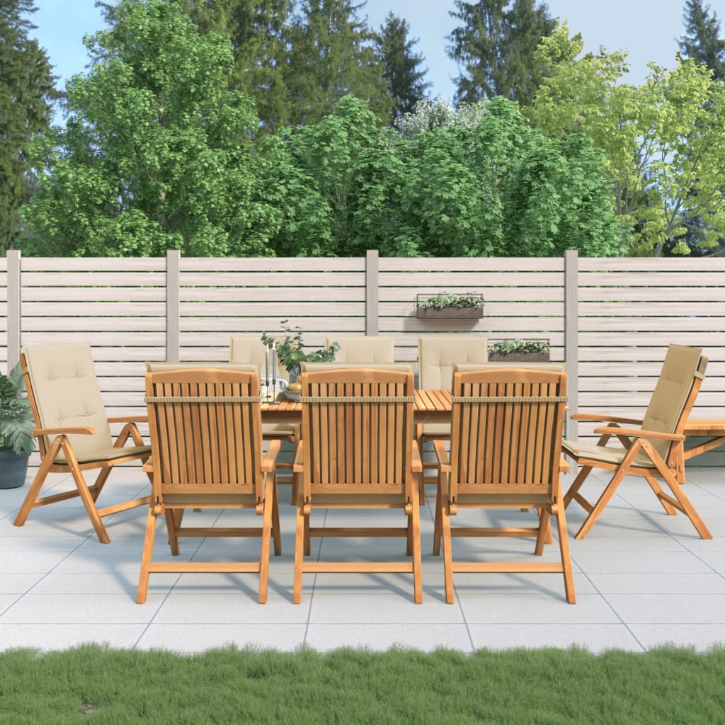 vidaXL Tuinstoelen 4 st verstelbaar met kussens massief teakhout