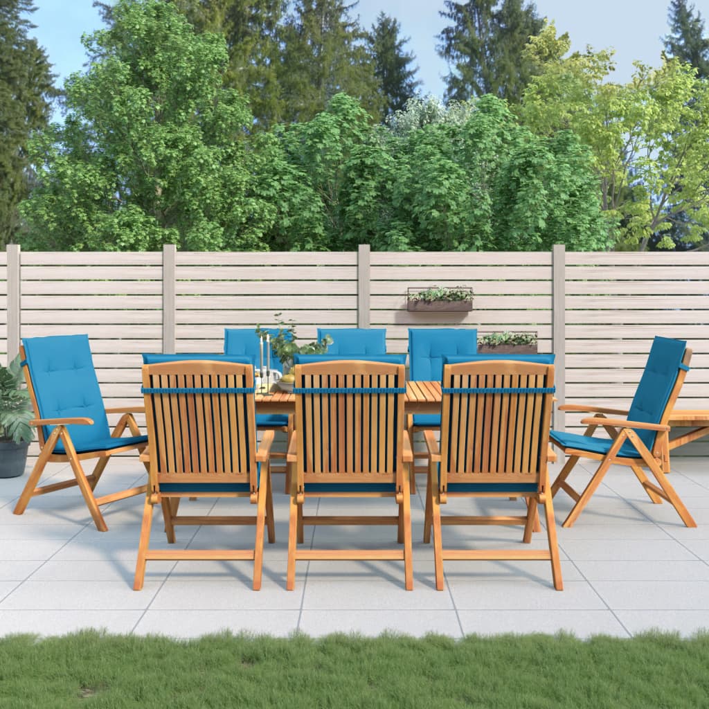 vidaXL Tuinstoelen 4 st verstelbaar met kussens massief teakhout