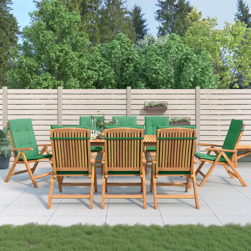 vidaXL Tuinstoelen 4 st verstelbaar met kussens massief teakhout