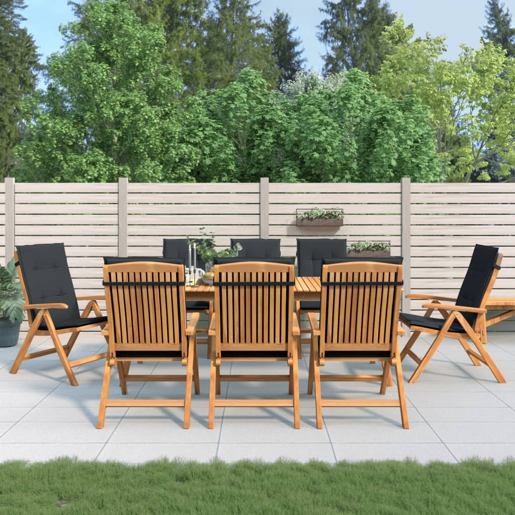 vidaXL Tuinstoelen 4 st verstelbaar met kussens massief teakhout