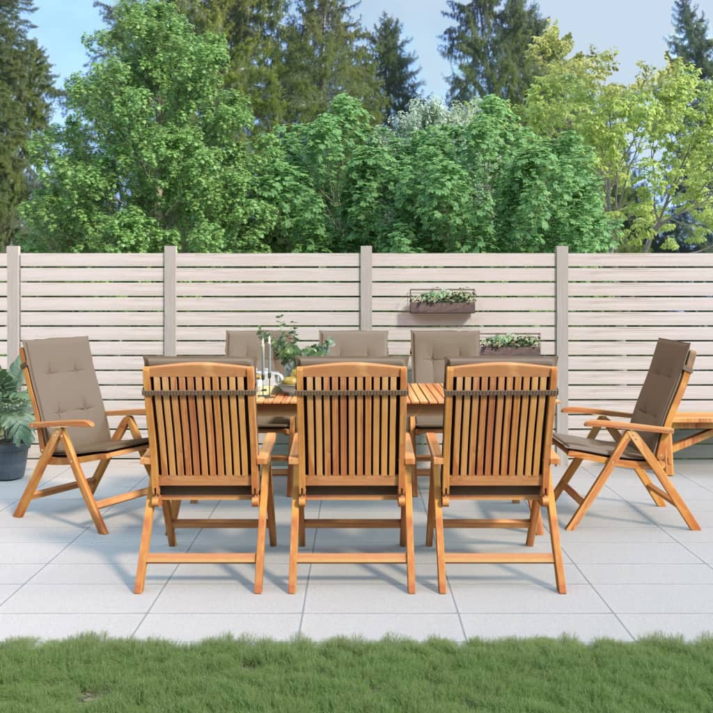 vidaXL Tuinstoelen 4 st verstelbaar met kussens massief teakhout