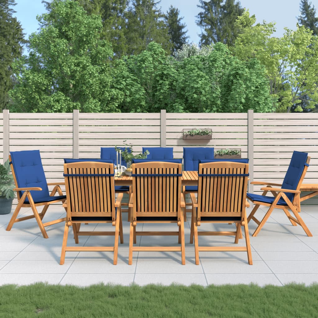 vidaXL Tuinstoelen 4 st verstelbaar met kussens massief teakhout