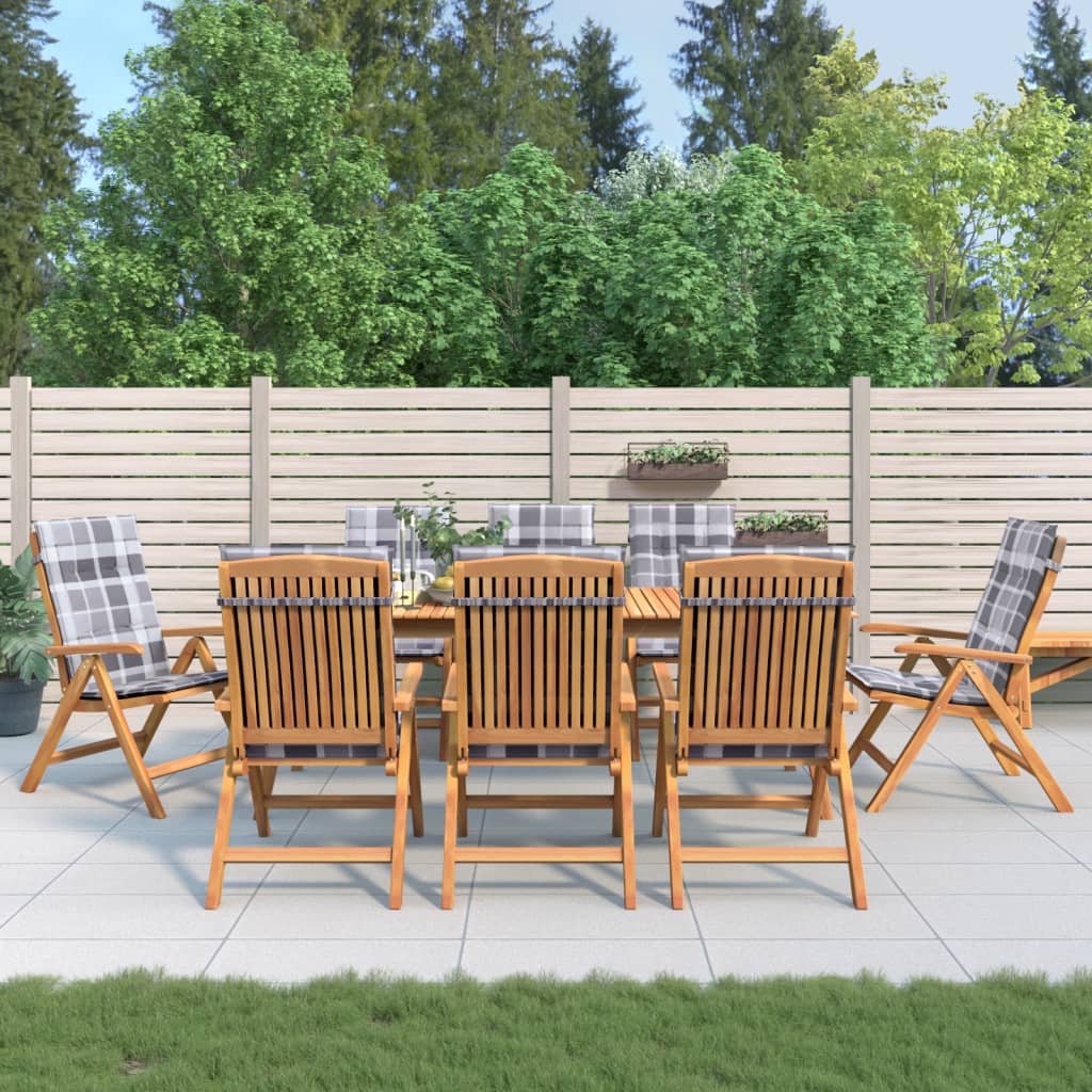 vidaXL Tuinstoelen 4 st verstelbaar met kussens massief teakhout