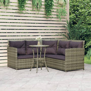 vidaXL 2-delige Loungeset met kussens L-vormig poly rattan zwart