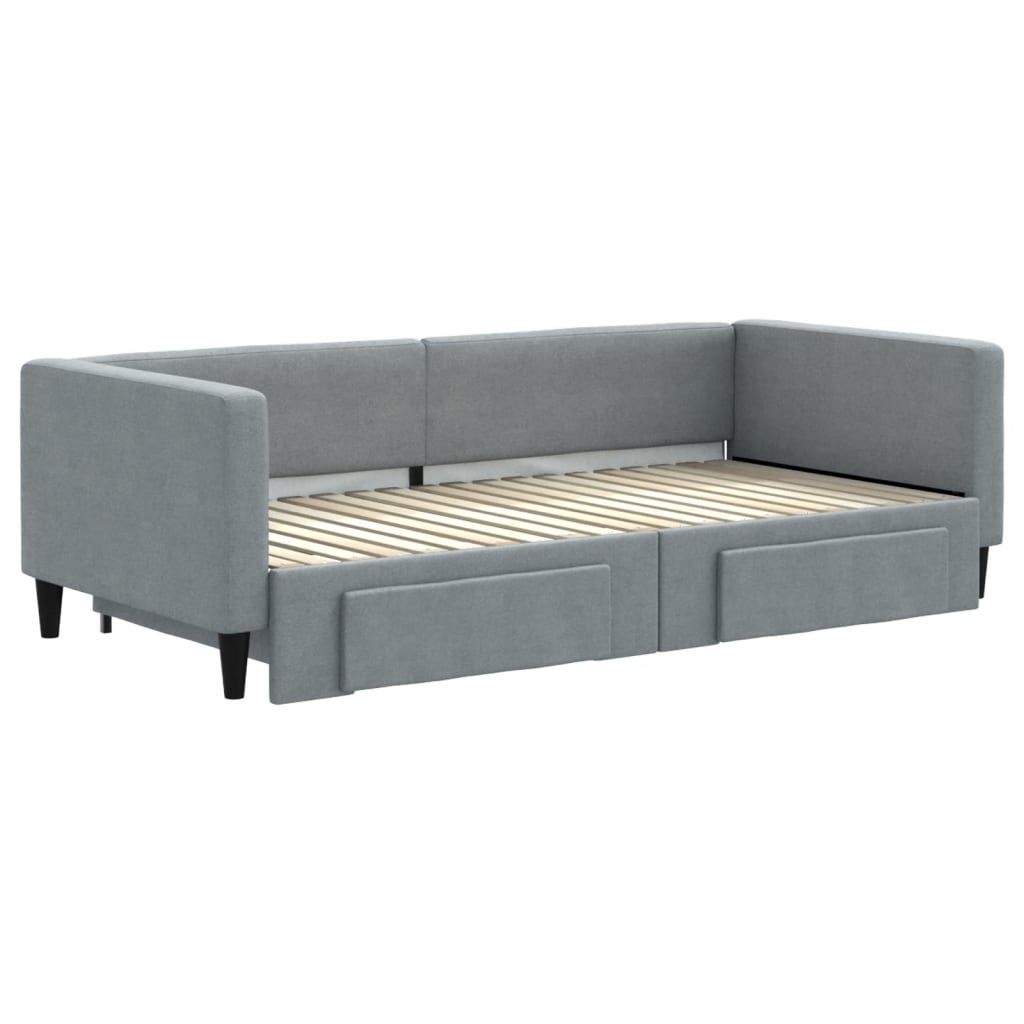 vidaXL Slaapbank met onderschuifbed 100x190 cm stof lichtgrijs