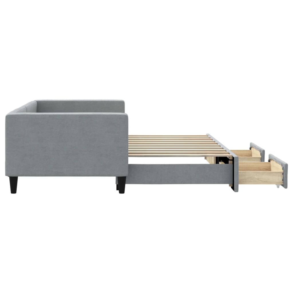 vidaXL Slaapbank met onderschuifbed 100x190 cm stof lichtgrijs